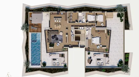 Split, Orišac – Luksuzni trosoban penthouse s bazenom i panoramskim pogledom na more 263,45 m²