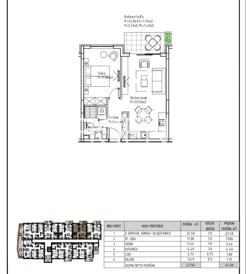 Makarska - Moderan jednosoban stan 46 m2 NOVOGRADNJA