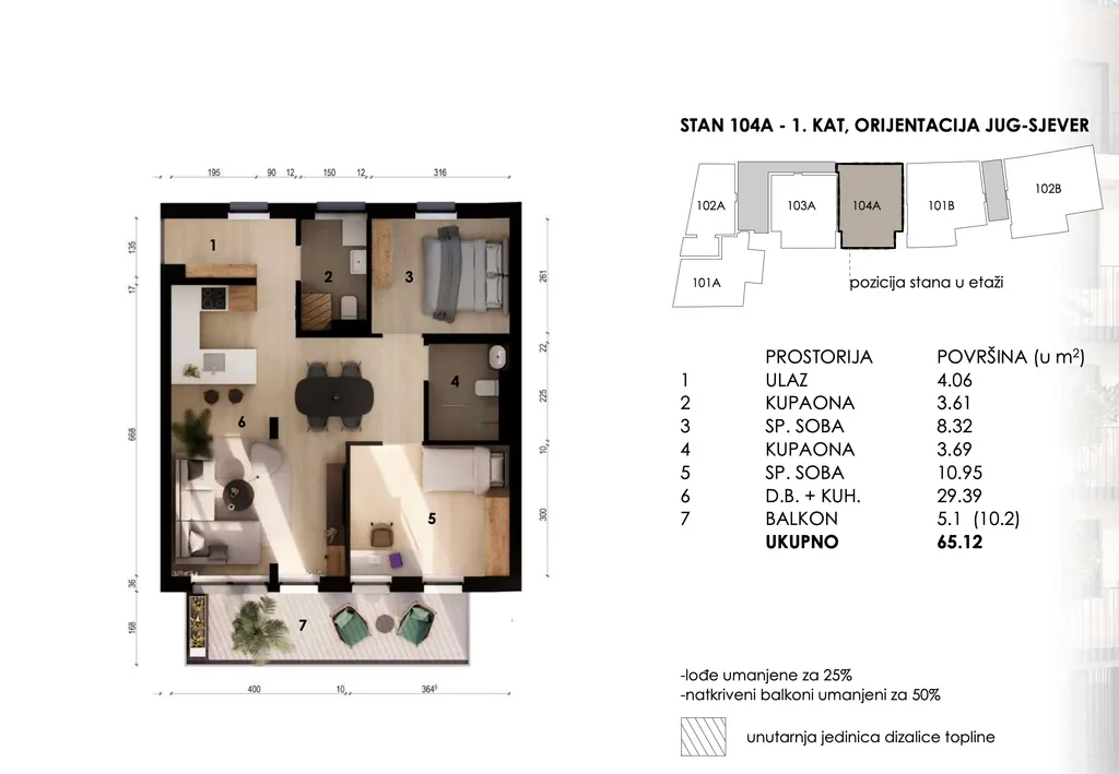Zagreb, Črnomerec - trosoban stan s balkonom 65 m2 novogradnja