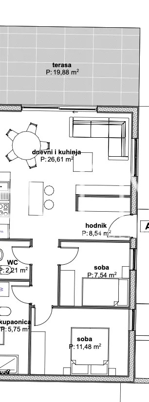 Trogir, Čiovo - Apartman u luksuznom apartmanskom naselju u blizini mora 72 m2