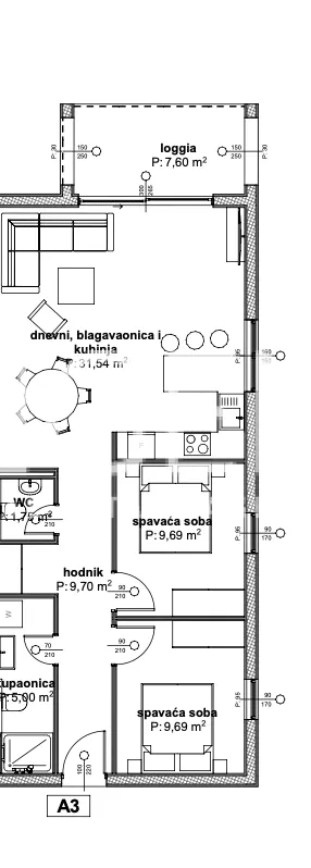 Trogir, Čiovo - Apartman u luksuznom apartmanskom naselju u blizini mora 73 m2