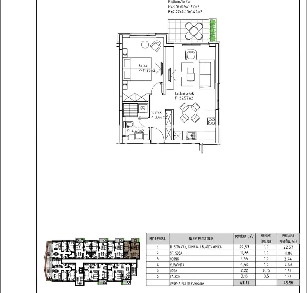 Makarska - Moderan jednosoban stan 46 m2 NOVOGRADNJA