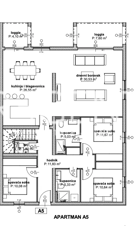 Trogir, Čiovo - Penthouse u luksuznom apartmanskom naselju u blizini mora 190 m2