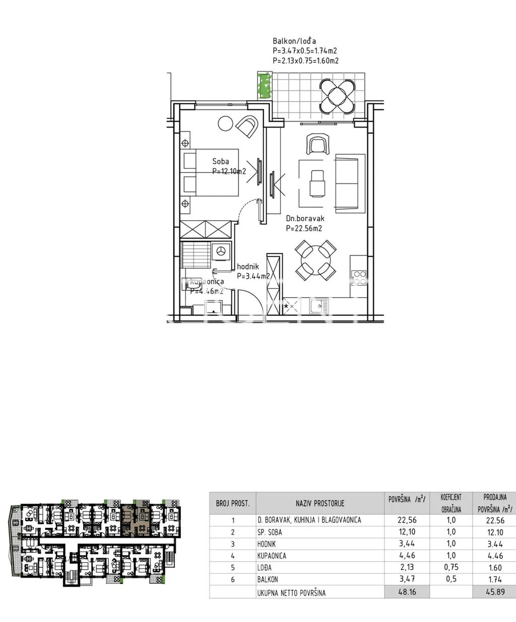 Makarska - Moderan jednosoban stan 46 m2 NOVOGRADNJA