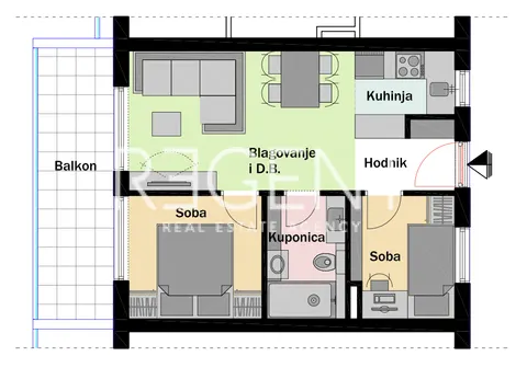Split, Mejaši - Dvosoban stan s balkonom 42 m2