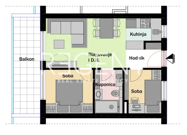Split, Mejaši - Dvosoban stan s balkonom 42 m2