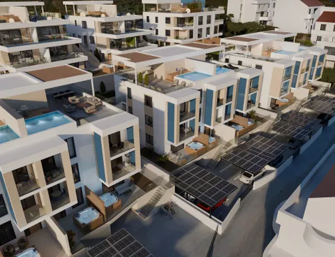 Trogir, Čiovo - Apartman u luksuznom apartmanskom naselju u blizini mora 64 m2