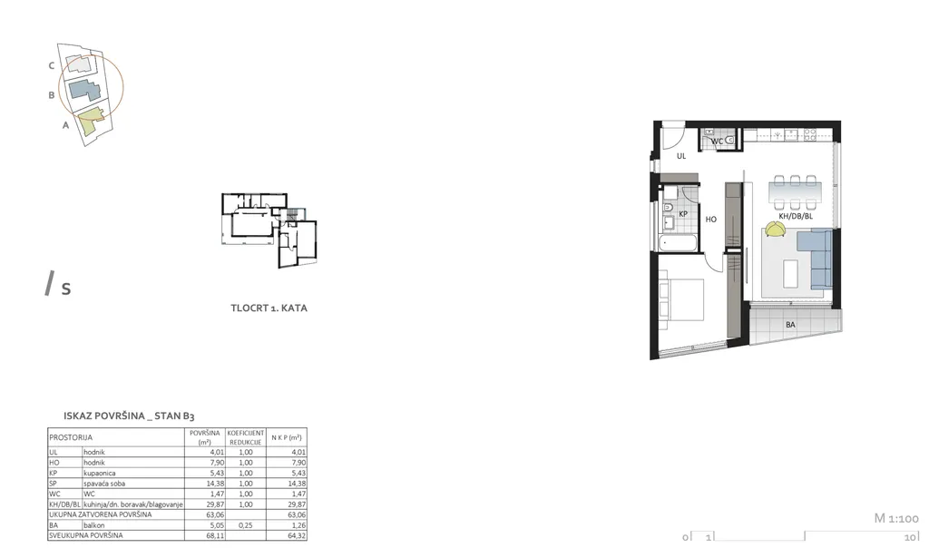 Zagreb, Maksimir - Moderan dvosoban stan 64 m2, novogradnja