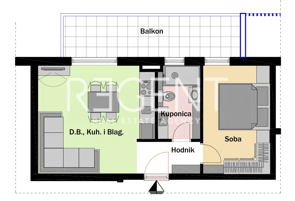 Split, Mejaši - Jednosoban stan s balkonom 42 m2