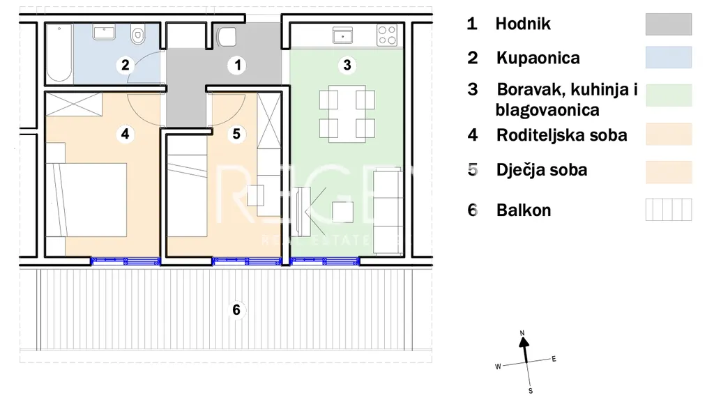 Split, Kila - Dvosoban stan s balkonom 57 m2 NOVOGRADNJA