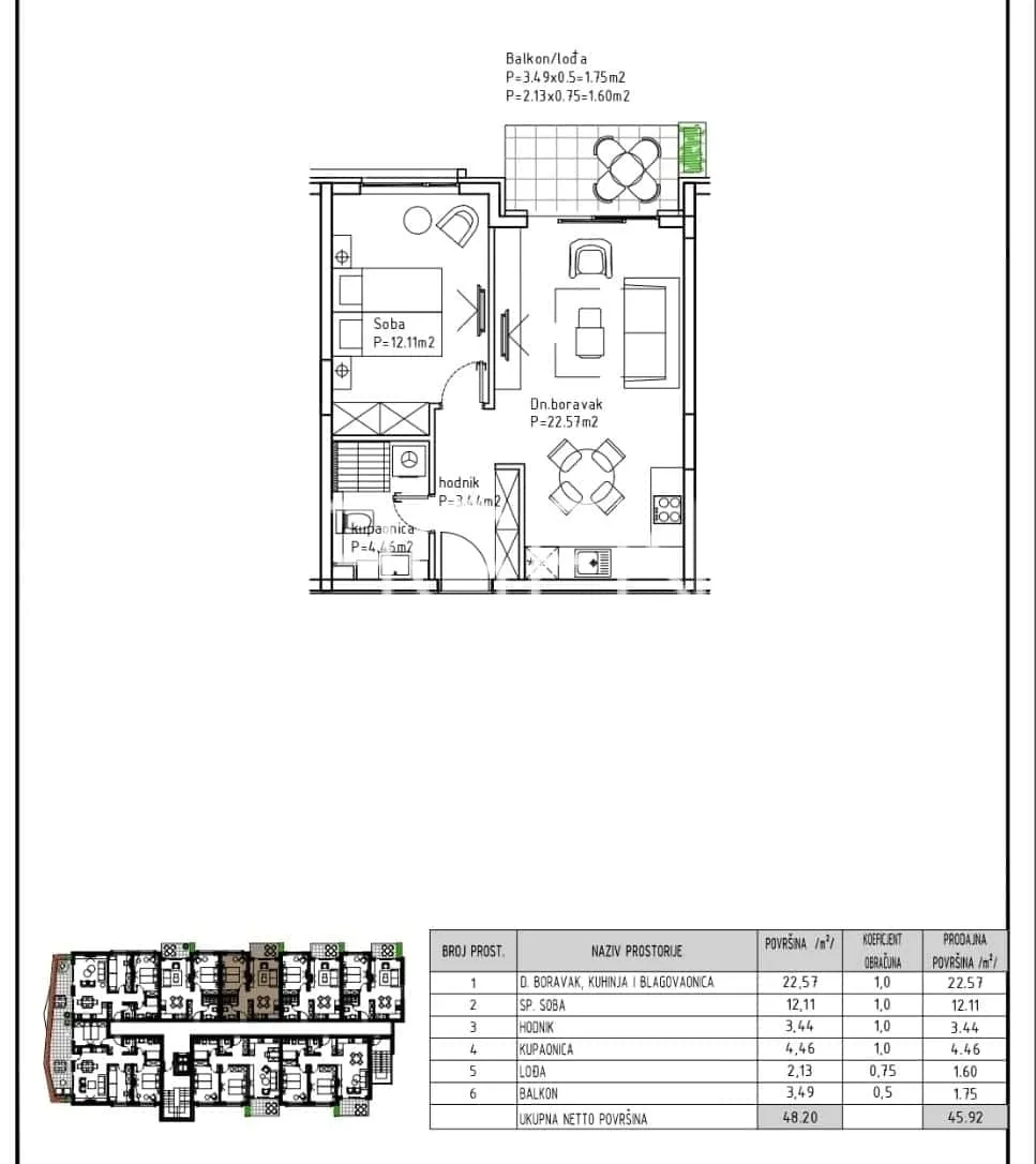 Makarska - Moderan jednosoban stan 46 m2 NOVOGRADNJA