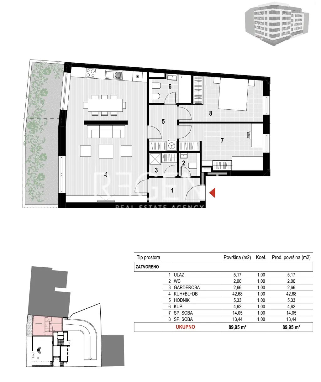 Zagreb, Langov Trg - Trosoban stan u urbanoj stambenoj novogradnji 90 m2