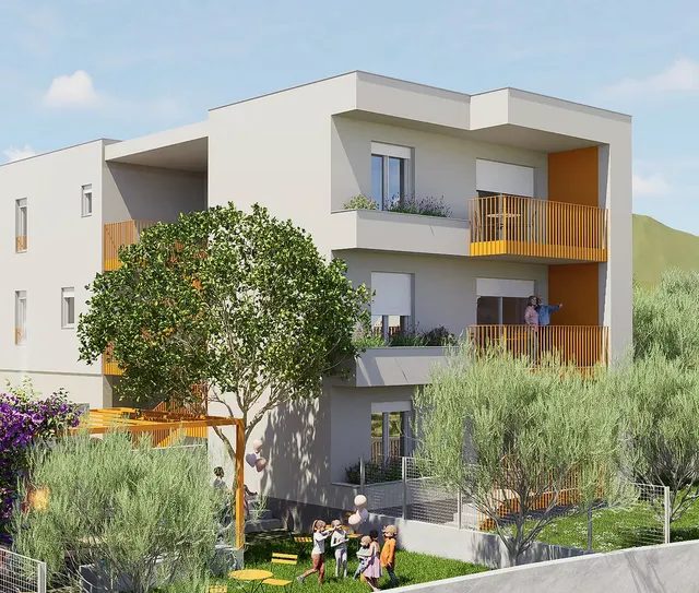 Kaštel Kambelovac – Dvosoban stan s vrtom u novogradnji, 83 m²
