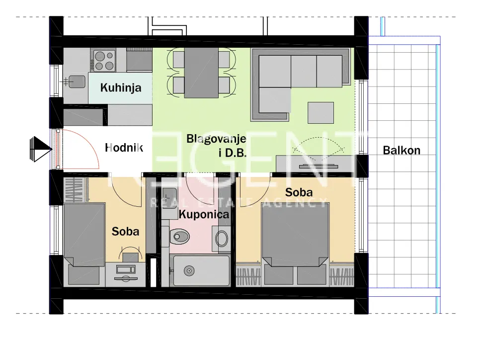 Split, Mejaši - Dvosoban stan s balkonom 42 m2