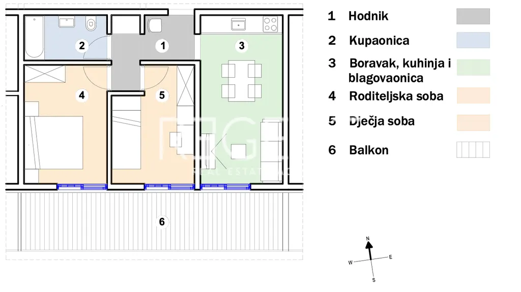 Split, Kila - Dvosoban stan s balkonom 57 m2 NOVOGRADNJA