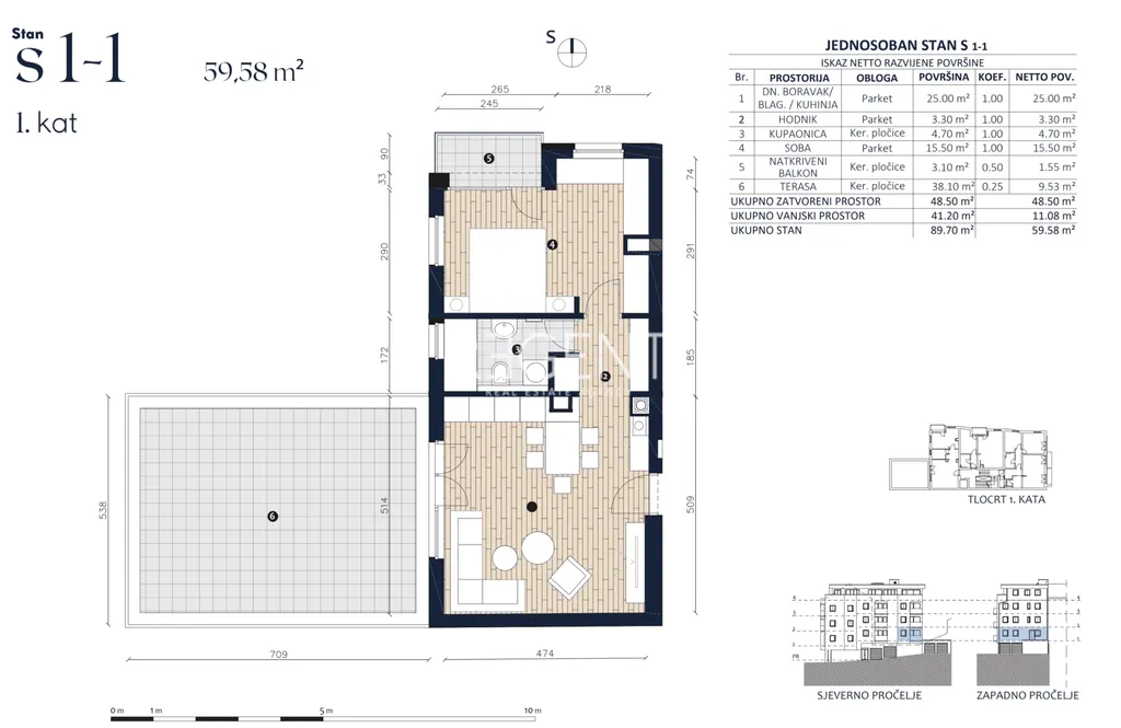 Zagreb, Črnomerec - Moderan dvosoban stan 59 m2, novogradnja