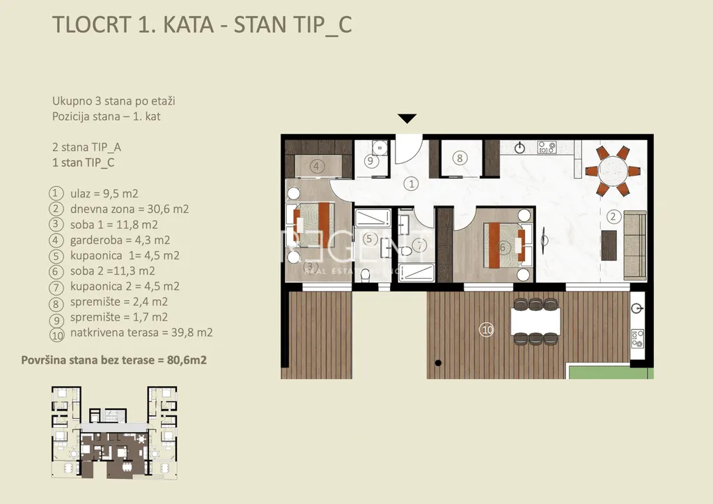 Istra, Novigrad - Trosoban apartman u luksuznom stambenom kompleksu 115 m2