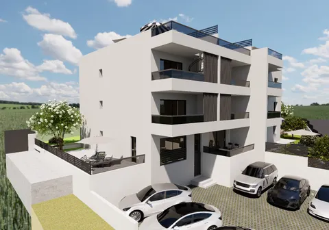 Trogir, Okrug Gornji - Dvosoban stan sa natkrivenom terasom i vrtom 65,09 m²