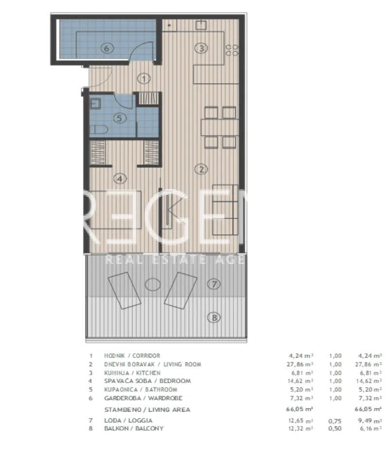 Dugi Rat, Jesenice - Jednosoban stan s loggiom 82 m2 NOVOGRADNJA