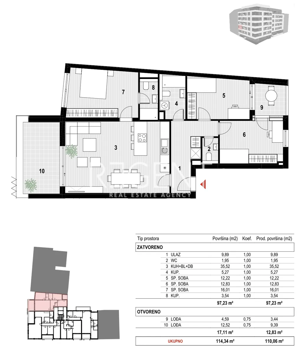 Zagreb, Novakova, Langov Trg - Četverosoban stan u urbanoj stambenoj novogradnji 110 m2