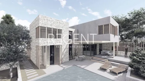 Brač, Splitska - Građevinsko zemljište s projektom 1512 m2