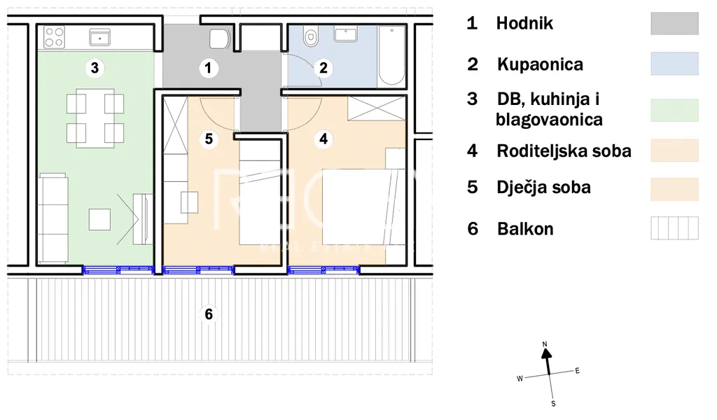 Split, Kila - Dvosoban stan s balkonom 57 m2 NOVOGRADNJA