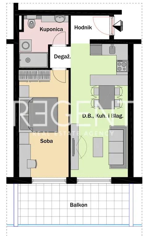 Split, Mejaši - Jednosoban stan s balkonom 50 m2