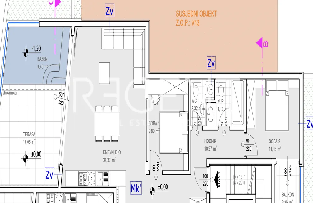 Šibenik, Grebaštica - Dvosoban stan s bazenom 92 m2 NOVOGRADNJA