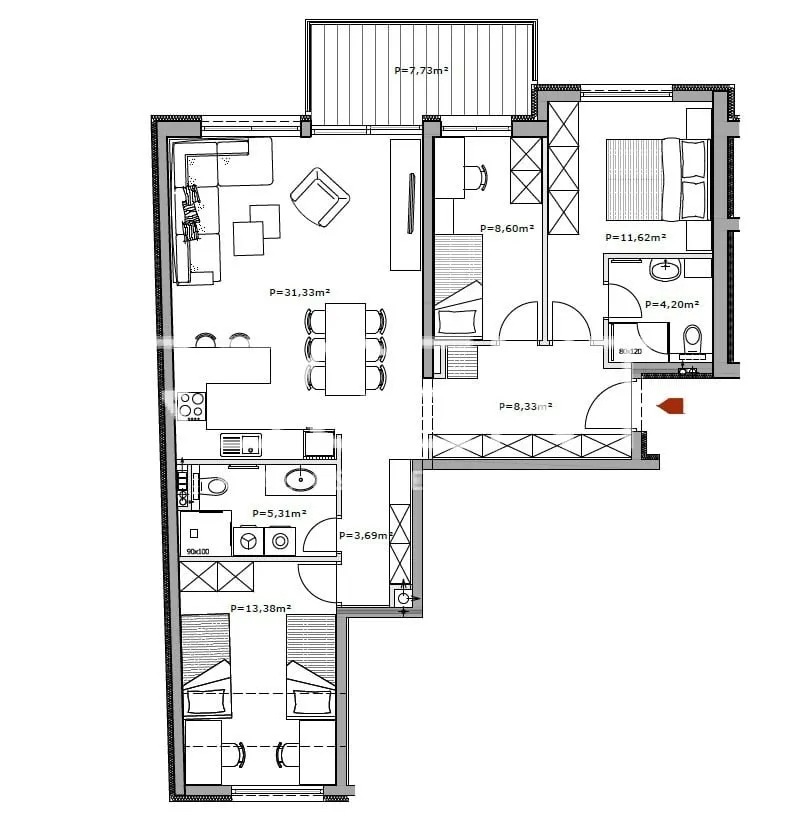 Zagreb, Selska - Četverosoban stan, novogradnja 90 m2