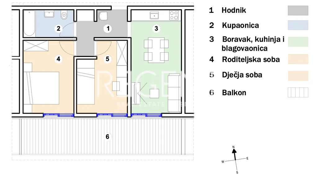 Split, Kila - Dvosoban stan s balkonom 57 m2 NOVOGRADNJA