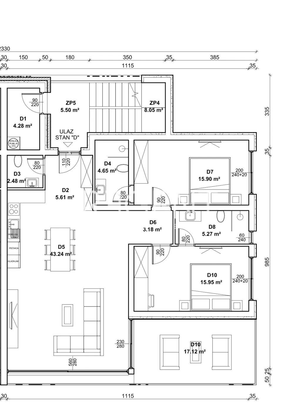 Istra, Vabriga - Luksuzni trosoban stan s krovnom terasom 117 m2