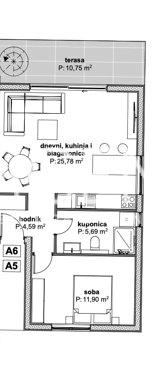 Trogir, Čiovo - Apartman u luksuznom apartmanskom naselju u blizini mora 27 m2