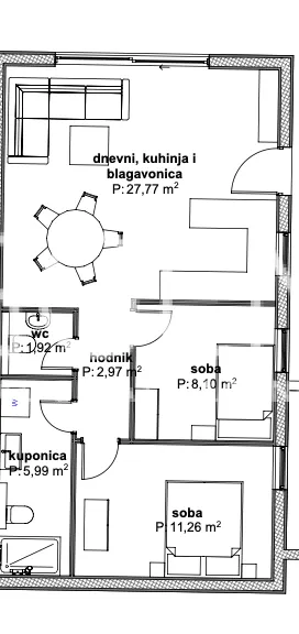 Trogir, Čiovo - Apartman u luksuznom apartmanskom naselju u blizini mora 58 m2