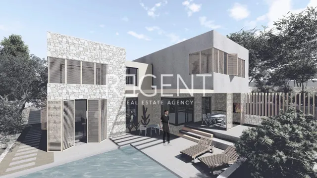 Brač, Splitska - Građevinsko zemljište s projektom 1512 m2