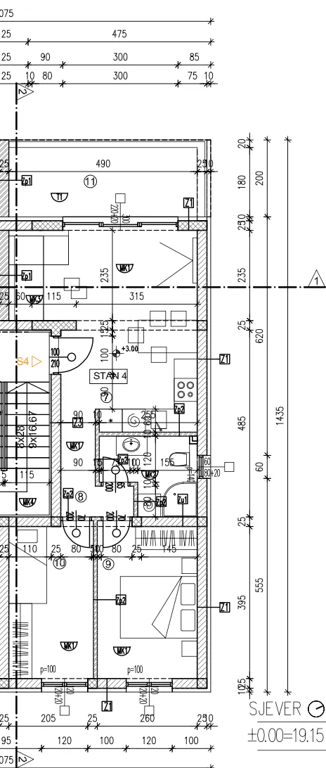 Trogir, Okrug Gornji - Dvosoban stan sa loggiom 50,27 m²