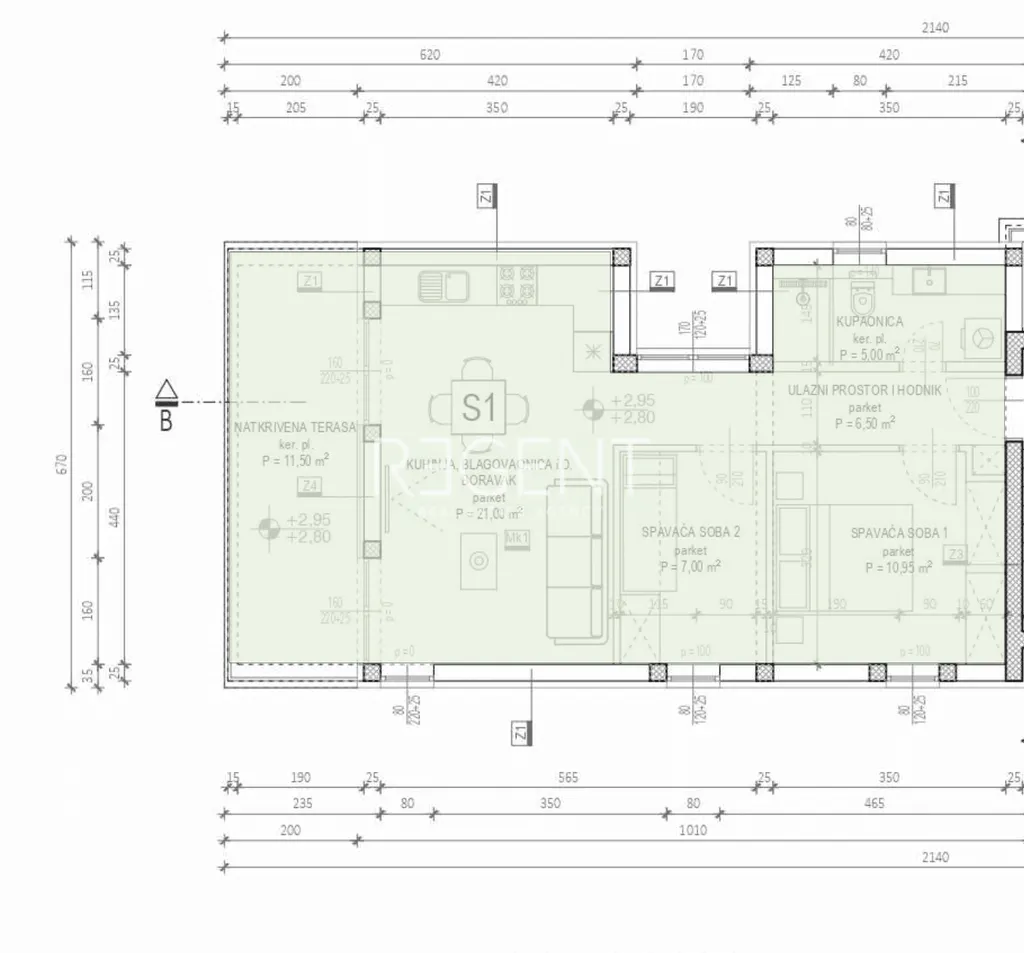 Zadar, Kožino - Dvosoban stan 39 m2 novogradnja