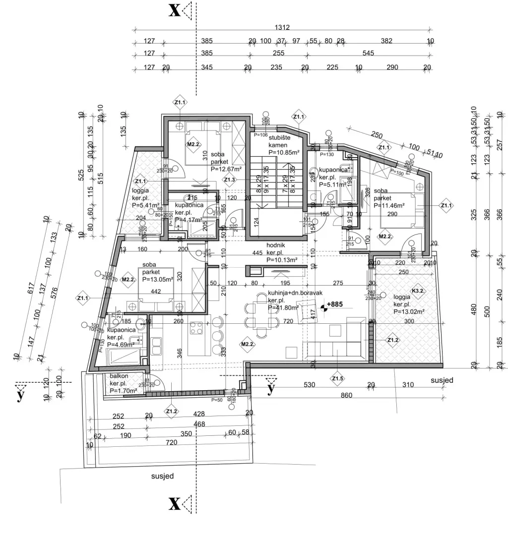 Makarska, Centar - Trosoban penthause s pogledom na more 117 m2