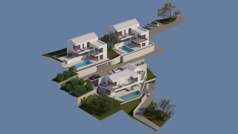 Split, Podstrana - Zemljište 3355 m2 s projektom za tri vile
