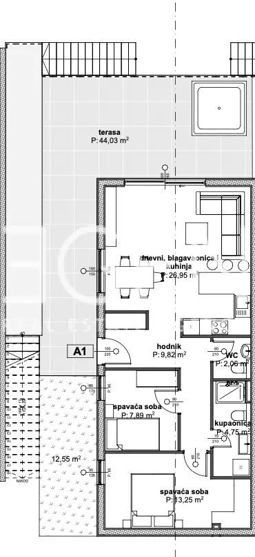 Trogir, Čiovo - Studio apartman u luksuznom apartmanskom naselju u blizini mora 27 m2
