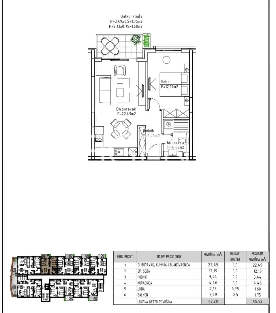Makarska - Moderan jednosoban stan 46 m2 NOVOGRADNJA