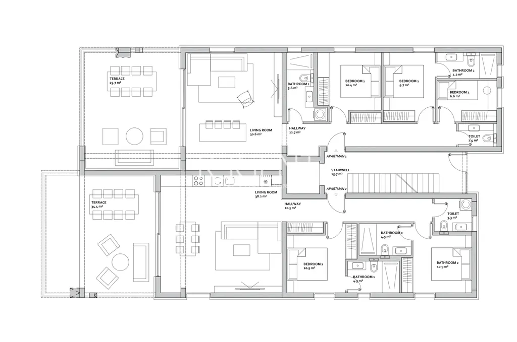 Zadar, Diklo - Luksuzan četverosoban stan s krovnom terasom 151 m2, NOVOGRADNJA