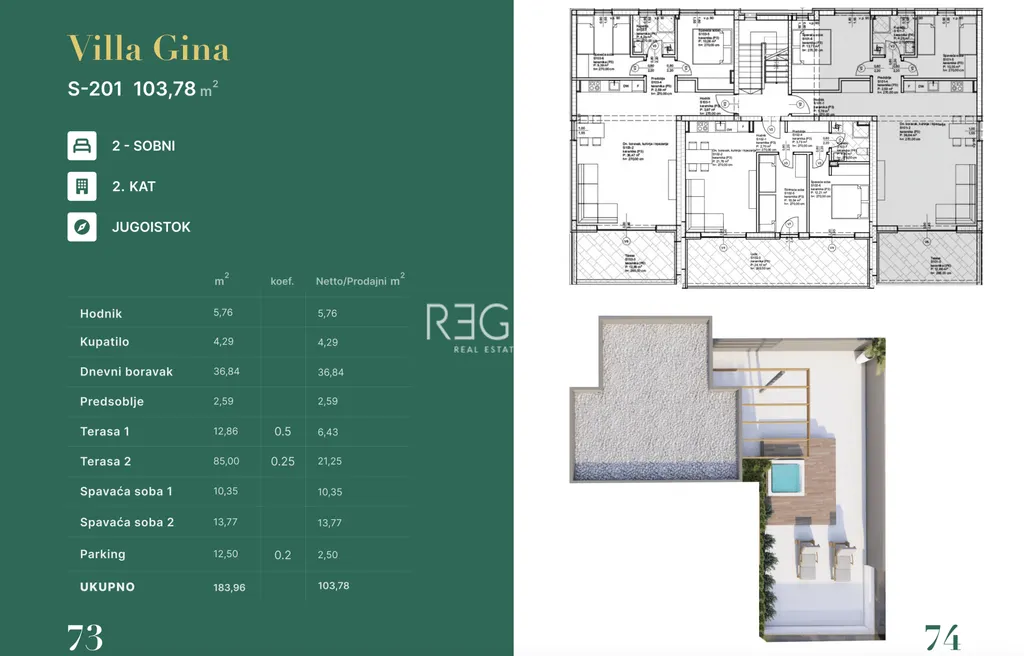 Zadar, Privlaka - Luksuzan penthouse u Vili Gina , novogradnja 103 m2