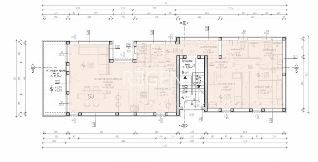 Zadar, Kožino - Penthouse s krovnom terasom 124 m2 novogradnja