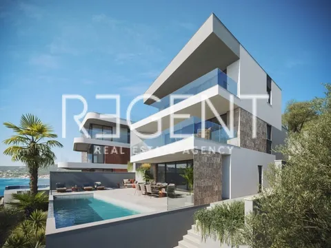 Marina, Vinišće - Zemljište s projektom za gradnju vile i ishodovanom građevinskom dozvolom, 605 m2
