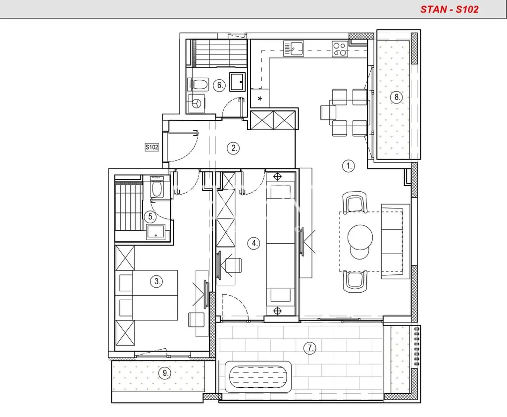 Zadar, Sukošan - Dvosoban stan u novogradnji, 91 m2