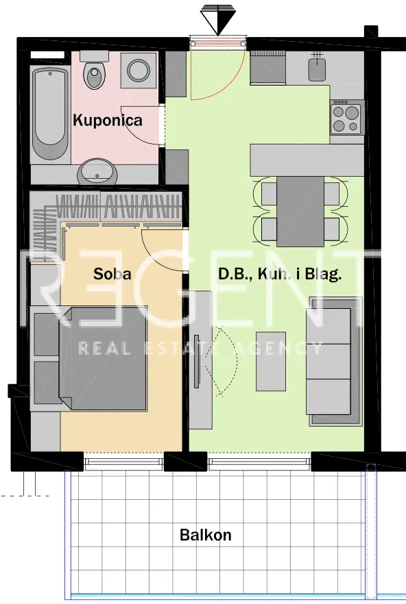 Split, Mejaši - Jednosoban stan s balkonom 43 m2
