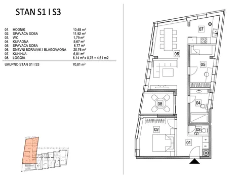 Zagreb, Šestine – Trosoban stan 102m² , novogradnja